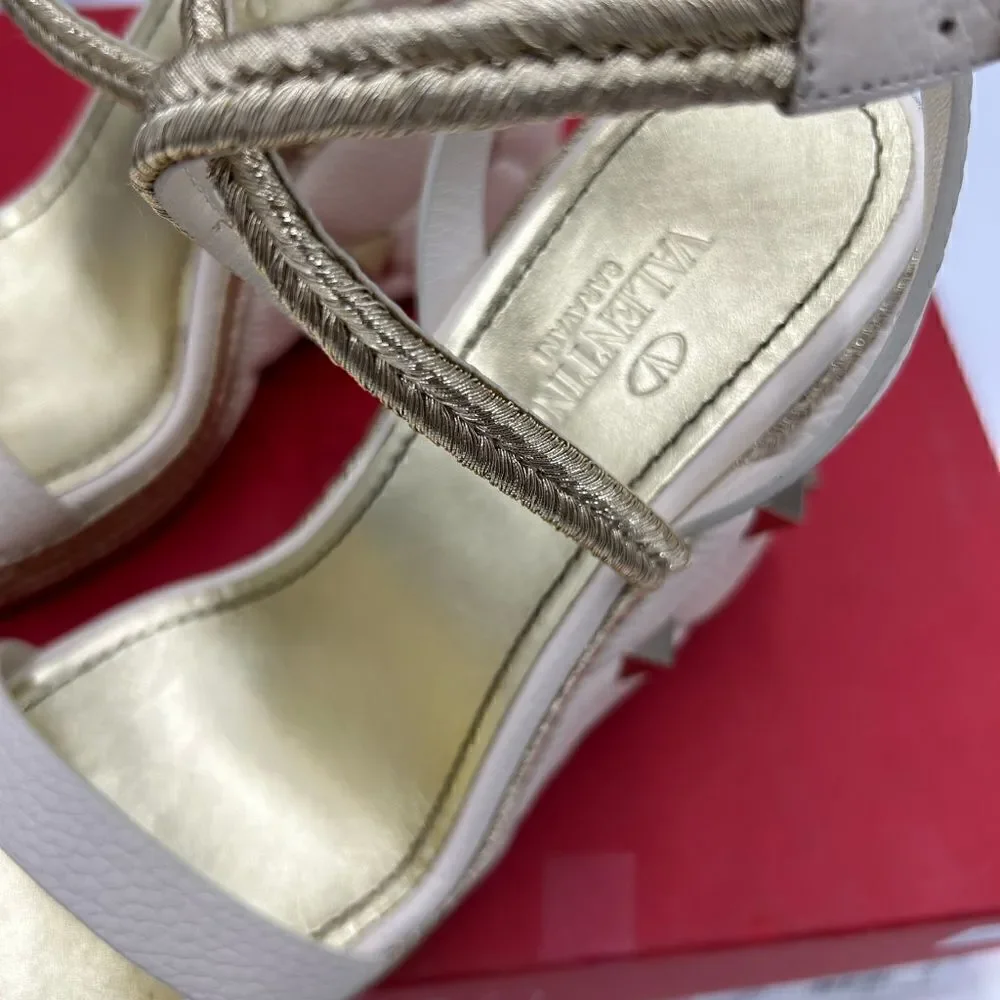 Women’s Valentino,Garavani , Roman stud, espadrille wedge size 39.5 made Italy